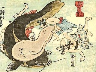 Illustration for article titled The Raccoon Scrotum Monster, and Other Awful Creatures from 1800s Japanese Artwork (NSFW)